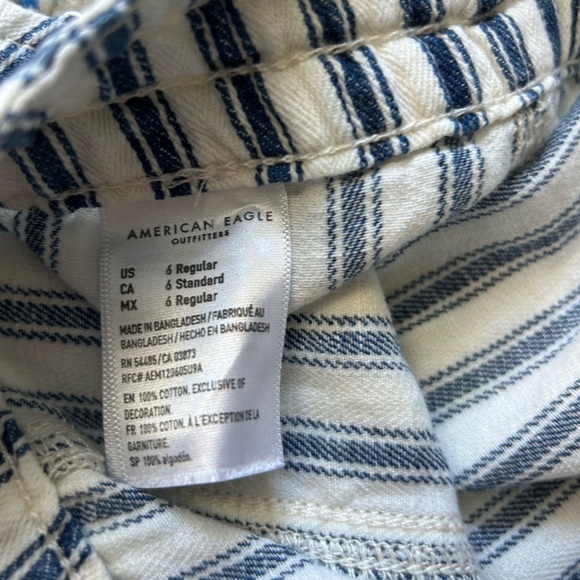 American Eagle Hi-Rise Taper Pants, Pinstripe, Blue & White, Size 6, 100% Cotton - Picture 7 of 8